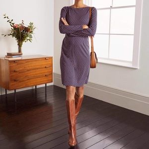 Boden Kathleen long Sleeve Jersey Dress - Blue Depths, Floral Bud